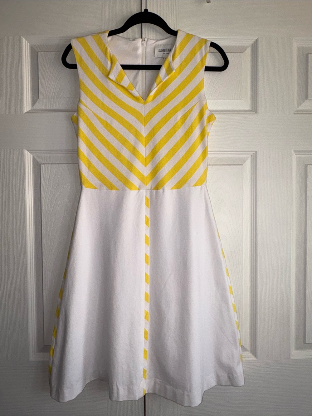 Elizabeth McKay Yellow and White Chevron Fit-and-Flare Dress - Picture 2 of 14